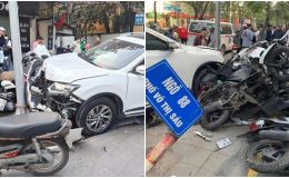 Hiện trường tan hoang nữ tài xế ô tô tông liên hoàn 6 xe máy ở Hà Nội, hé lộ nguyên nhân vụ tai nạn