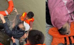 Hiện trường hỗn loạn cứu vớt người đàn ông nhảy cầu Vĩnh Tuy, Hà Nội giữa thời tiết giá rét