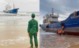 Phát hiện ‘tàu ma’ mắc cạn ở Quảng Ngãi, trên tàu có nhiều dấu vết bất thường 