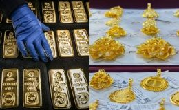 Giá vàng hôm nay 10-1 bất ngờ đảo chiều, vàng miếng SJC bật tăng mạnh, thế giới vượt mốc quan trọng