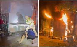 Nghẹt thở khoảnh khắc CSGT phá cửa cứu 11 người mắc kẹt trong ngôi nhà cháy dữ dội ở Nghệ An