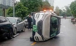 Nữ tài xế lái Tucson gây va chạm liên hoàn khiến ô tô lật nghiêng ở Hà Nội: Cách xử lý không ngờ của các bên liên quan?