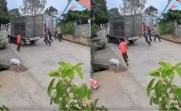 Camera ghi lại cảnh xe tải mất phanh, tuột dốc nguy hiểm, hành động của 3 học sinh khiến CĐM vỗ tay