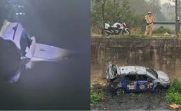 Hiện trường ô tô lao xuống sông Nhuệ, tài xế thoát chết thần kỳ, nguyên nhân nhiều người dễ gặp phải