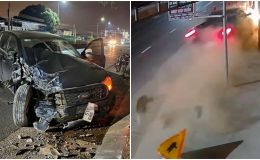 Trích xuất camera cảnh ô tô phóng như bay tông gãy cột điện và trụ cổng nhà dân ven Quốc lộ 1