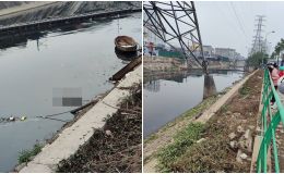 Người dân bàng hoàng phát hiện thi thể người đàn ông chết nổi trên sông Tô Lịch, gần nhà máy xử lý nước thải Tam Trinh