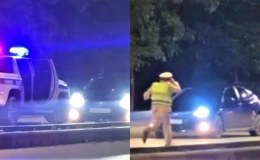 Rầm rộ clip tài xế ở Hà Tĩnh thông chốt CSGT như phim hành động, bị chặn đầu vẫn luồn lách bỏ chạy