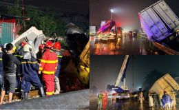 Thêm góc cam khác vụ tàu hỏa húc văng xe tải 100m ở Hà Nội, có người ra báo hiệu nhưng không kịp