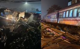 Video khoảnh khắc kinh hoàng khi vụ tàu hoả đâm xe tải ở Hà Nội xảy ra