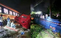 Camera vụ xe tải vượt rào chắn bị tàu hỏa tông gãy đôi ở Quảng Ngãi, 2 người nhập viện là ai?