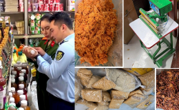 Thanh Hóa: Thu giữ gần 2 tấn ruốc cùng loạt đồ ăn vặt, nguyên liệu pha chế không rõ nguồn gốc