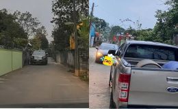 Nghệ An: Tài xế bán tải đỗ xe chắn đường còn thách thức ‘tự tìm cách mà đi’, công an vào cuộc