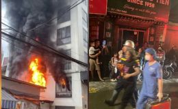 Hiện trường cháy nhà 7 tầng Hà Nội, hé lộ khoảnh khắc liều mình phá mái nhà cứu 7 người mắc kẹt