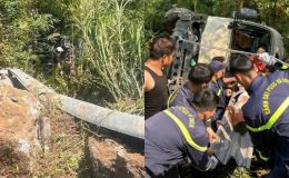 Hiện trường xe 29 chỗ mất phanh rơi xuống vực ở Tam Đảo khiến nhiều người bị thương, chính quyền địa phương lên tiếng 