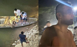 Khoảnh khắc nghẹt thở: Người đàn ông bất chấp nguy hiểm lao xuống sông Lam cứu hai mẹ con 