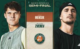 Lịch thi đấu tennis Bán kết Roland Garros 2026 hôm nay 5/6: Jakub Mensík đấu Alexander Zverev