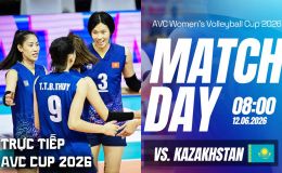 Xem trực tiếp bóng chuyền nữ Việt Nam vs Kazakhstan ở đâu, kênh nào? Link phát sóng AVC Cup 2026
