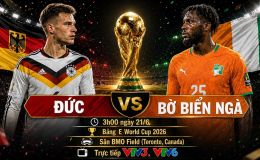 VTV trực tiếp bóng đá Đức vs Bờ Biển Ngà - Link xem trực tiếp World Cup 2026 hôm nay 21/6