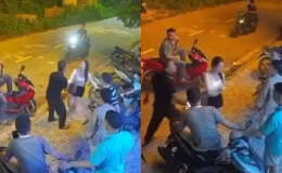 Ninh Bình: Trích xuất camera vụ người đàn ông tát cô gái trước cửa quán hát, đánh thanh niên đi cùng