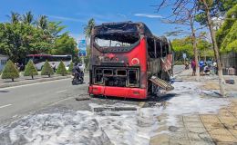Hiện trường xe khách cháy trơ khung ở Khánh Hòa: Nhiều tiếng nổ phát ra trước khi lửa bùng lên