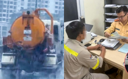 Tài xế xe bồn để chất thải tràn xuống đường Vành đai 3 Hà Nội bị phạt, khai nhận gì với công an?