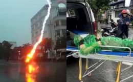 Tình hình sức khỏe người phụ nữ bị sét đánh trúng người khi đang đi xe máy ở Nghệ An