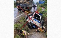 Thực hư hình ảnh CSGT gặp nạn dưới mương nước: Cả xe và người rơi xuống mương