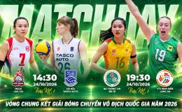 Lịch thi đấu bóng chuyền nữ VĐQG 2026 hôm nay 24/10: VTV BĐ Long An, Hà Nội Tasco tạo bất ngờ lớn?