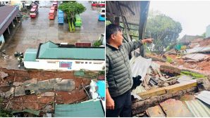 3 ông cháu thoát chết diệu kì khi bức tường 40m của bến xe Đức Long Gia Lai đổ sập, nhiều tài sản bị thiệt hại