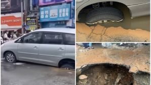 Nguyên nhân xuất hiện 'hố tử thần' khiến xe ô tô 7 chỗ 'mắc cạn' giữa đường đông đúc ở TP Hà Nội