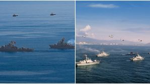 Uy lực của trực thăng săn ngầm Ka-28 tham gia diễu binh trên biển, có thể phát hiện tàu ngầm ở cự ly 30km