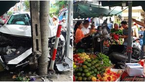 Nguyên nhân vụ nữ tài xế tông xe máy văng lên sạp trái cây khiến 2 người bị thương, chỉ dừng lại khi va vào trụ điện