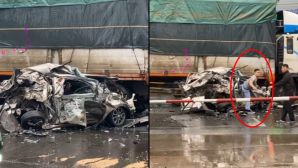 Tài xế ô tô thoát chết thần kỳ sau va chạm kinh hoàng, xe bị vò nát nhưng người không một vết xước