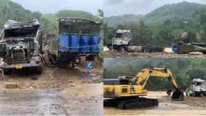 Những hình ảnh đầu tiên trục vớt xe tải bị cuốn trôi ở Quảng Trị, cập nhật tình hình tìm kiếm tài xế