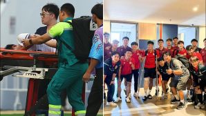 Dính chấn thương kinh hoàng tại SEA Games 33, đội trưởng Lào nhận mòn quà ý nghia từ U22 Việt Nam