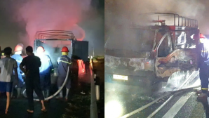 Hiện trường vụ cháy xe tải trên cao tốc Dầu Giây - Phan Thiết, xuất hiện chi tiết nghi khiến đám cháy bùng phát mạnh