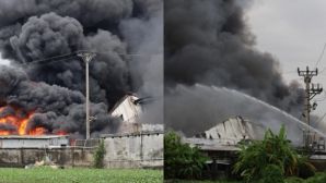 Cháy lớn Hải Phòng bùng phát dữ dội tại công ty giày da, khói đen cuồn cuộn bao trùm nhà xưởng rộng nghìn mét vuông