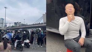 Hiện trường ô tô lật ngửa ở Ngã Tư Sở, tài xế có biểu hiện kỳ lạ sau khi được cứu ra khỏi xe