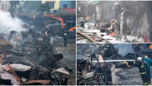 Cận cảnh hàng chục ki - ốt bị thiêu rụi sau vụ cháy dữ dội ở chợ Xanh Định Công, tiểu thương khóc nức nở vì mất trắng