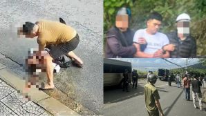 Cận cảnh hiện trường bắt giữ gã đàn ông đâm vợ dã man trên đường, hé lộ danh tính và nguồn cơn sự việc