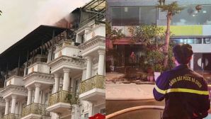 Hà Nội: Cháy mái nhựa dãy biệt thự Gleximco, khói lửa bốc cao