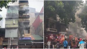 Cháy lớn tại căn nhà 5 tầng trên phố Hàng Mã, Hà Nội