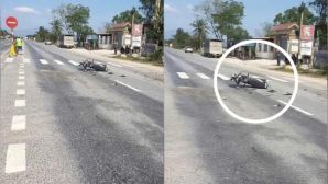 Hiện trường vụ xe máy kẹp ba gặp nạn trên Quốc lộ 1: Các nạn nhân tiên lượng nặng, cấp cứu khẩn cấp