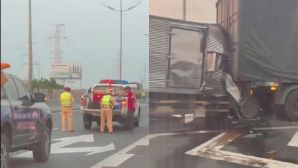 Hiện trường vụ tai nạn trên cao tốc Trung Lương: Tài xế tử vong, cabin xe tải biến dạng