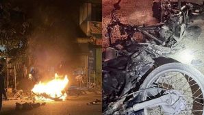 Kinh hoàng vụ va chạm trực diện lúc nửa đêm: Xe máy cháy trơ khung, 2 người thương vong