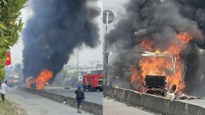 Hiện trường xe container cháy ngùn ngụt trên Quốc lộ 51, Đồng Nai: Khẩn trương làm rõ nguyên nhân