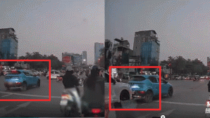 Hà Nội: Cái kết ‘đắng’ cho tài xế ô tô vượt đèn đỏ, thấy CSGT liền hoảng loạn lùi xe gây va chạm mạnh