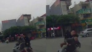 Phú Thọ: Mải trốn CSGT sau khi vượt đèn đỏ, hai thanh niên ‘đầu trần’ ngã sõng soài trước mũi ô tô