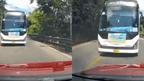 Xe khách chở học sinh đi dã ngoại thản nhiên chạy người chiều, vượt ẩu trên đèo Bảo Lộc gây bức xúc