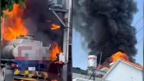 Hiện trường vụ xe bồn chở xăng bốc cháy dữ dội: Cột lửa hàng chục mét, người dân tháo chạy